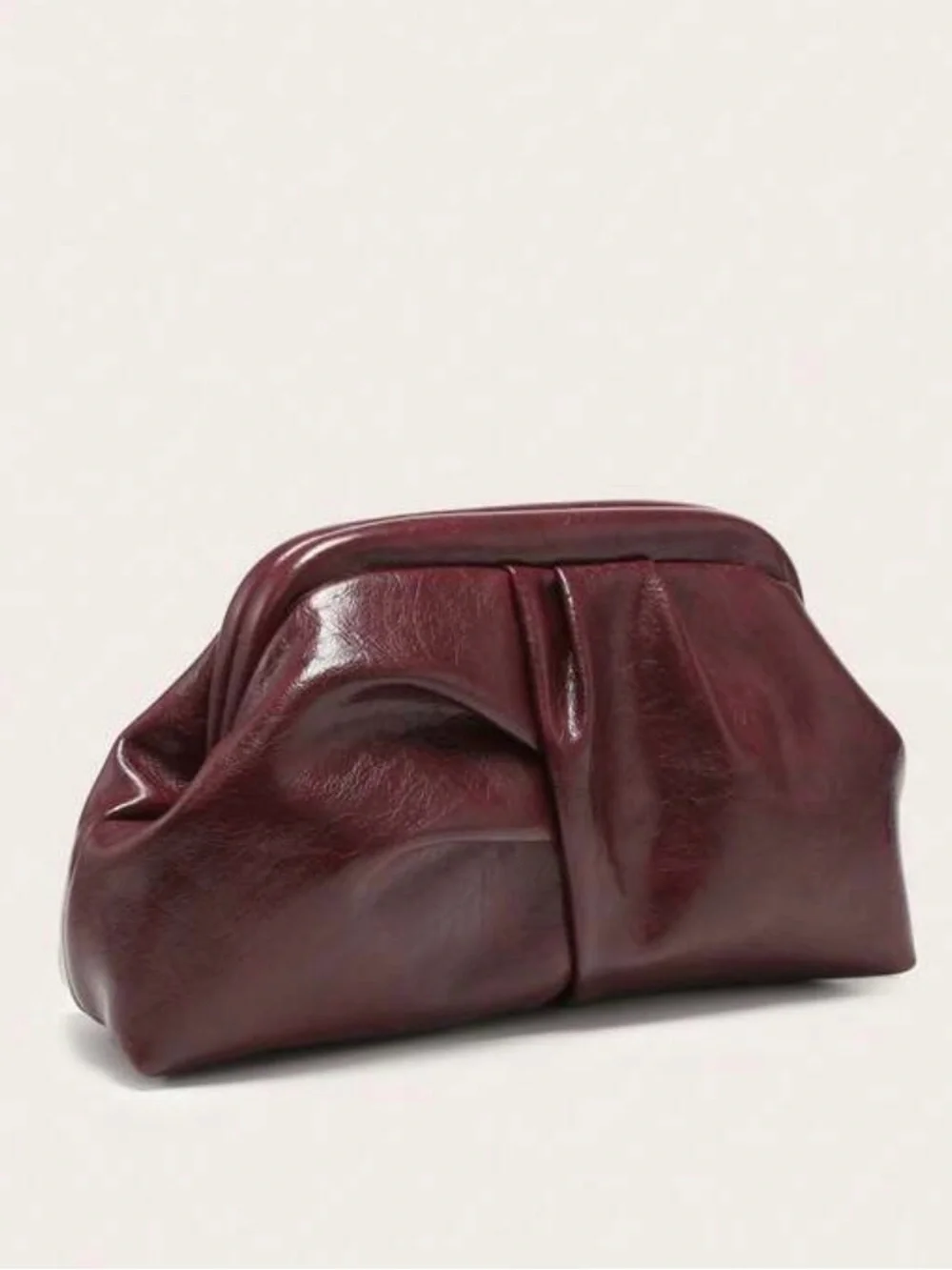 Burgundy Woven Clutch Bag -